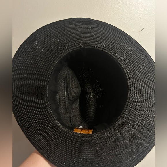 C.C Exclusives Women Adjustable Beach Bead Midsize Brim Straw Black Hat SPF50 - Picture 5 of 8